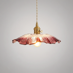 Cullivan Flower Pendant Light - Red Ribbed Glass