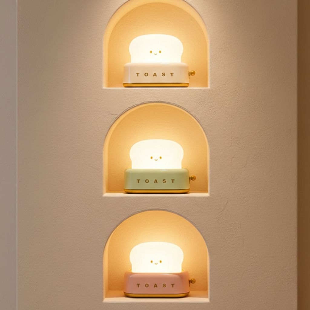 Cute Toaster Night Light – LED Bedside Lamp with Warm White Glow