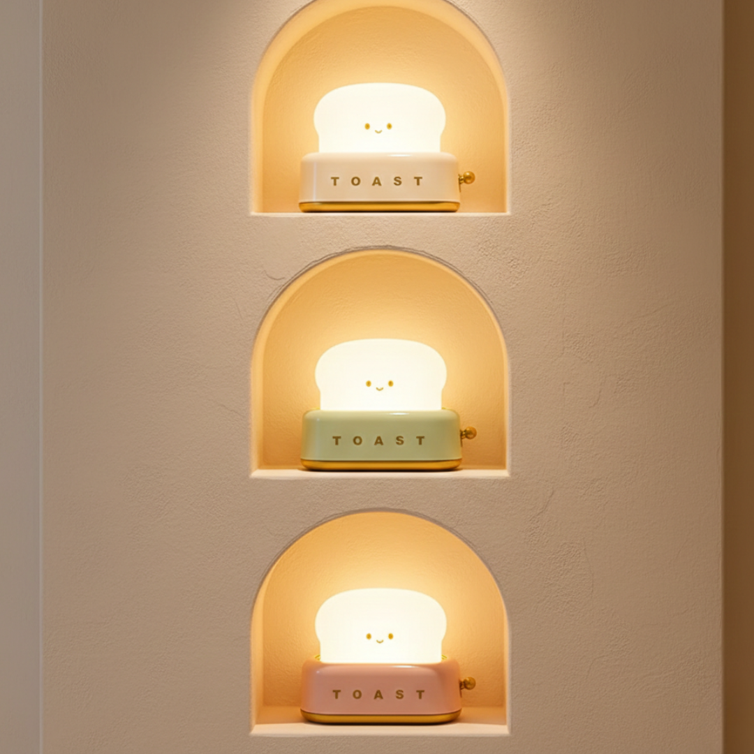 Cute Toaster Night Light – LED Bedside Lamp with Warm White Glow