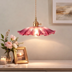 Cullivan Flower Pendant Light - Red Ribbed Glass