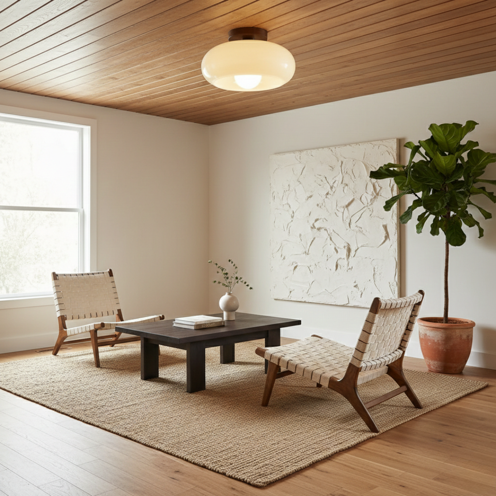 Lumière Bauhaus Cream Flush Ceiling Light