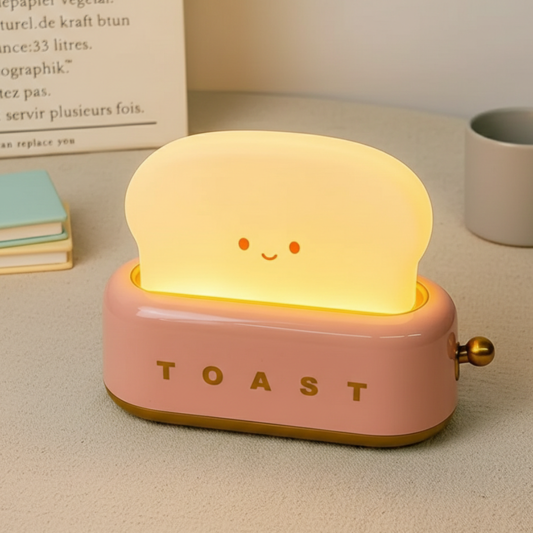 Cute Toaster Night Light – LED Bedside Lamp with Warm White Glow