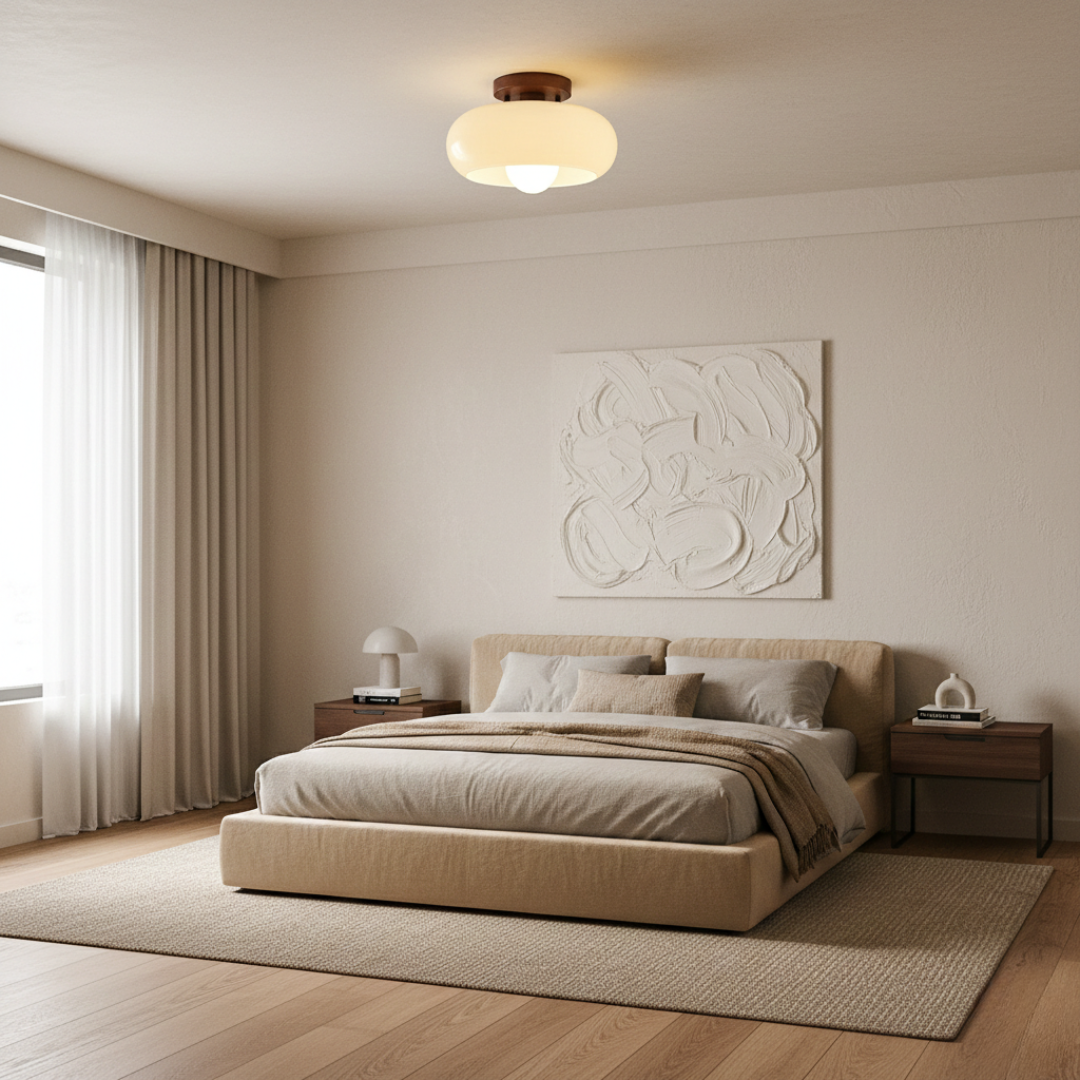 Lumière Bauhaus Cream Flush Ceiling Light