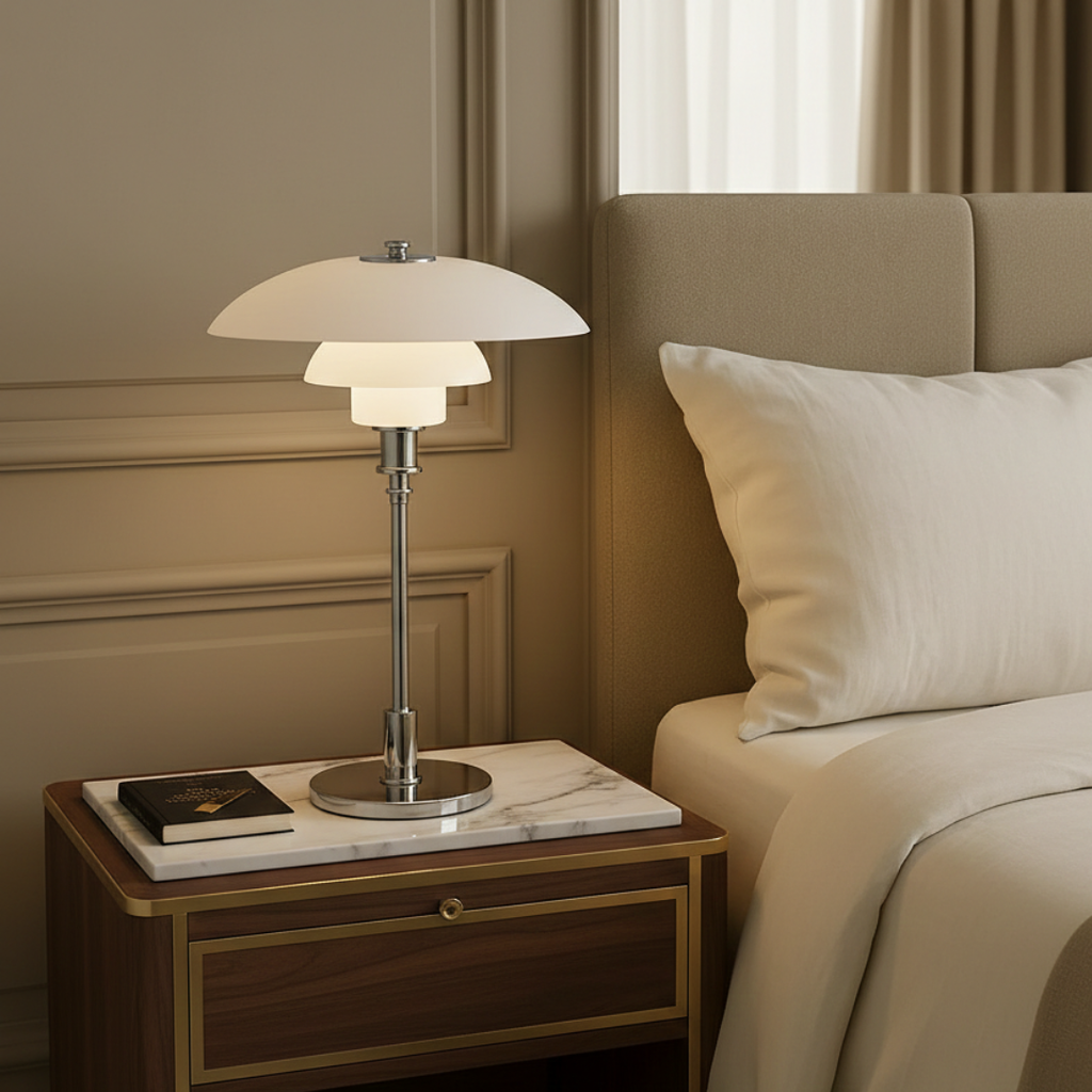 Danish Style Amber Glass Table Lamp
