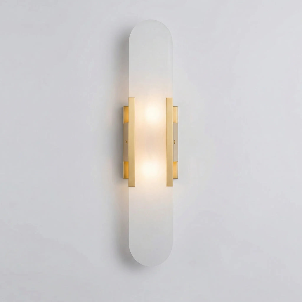 Lumevara - Elongated Alabaster Wall Sconce With Brass Fittings