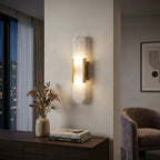 Lumevara - Elongated Alabaster Wall Sconce With Brass Fittings