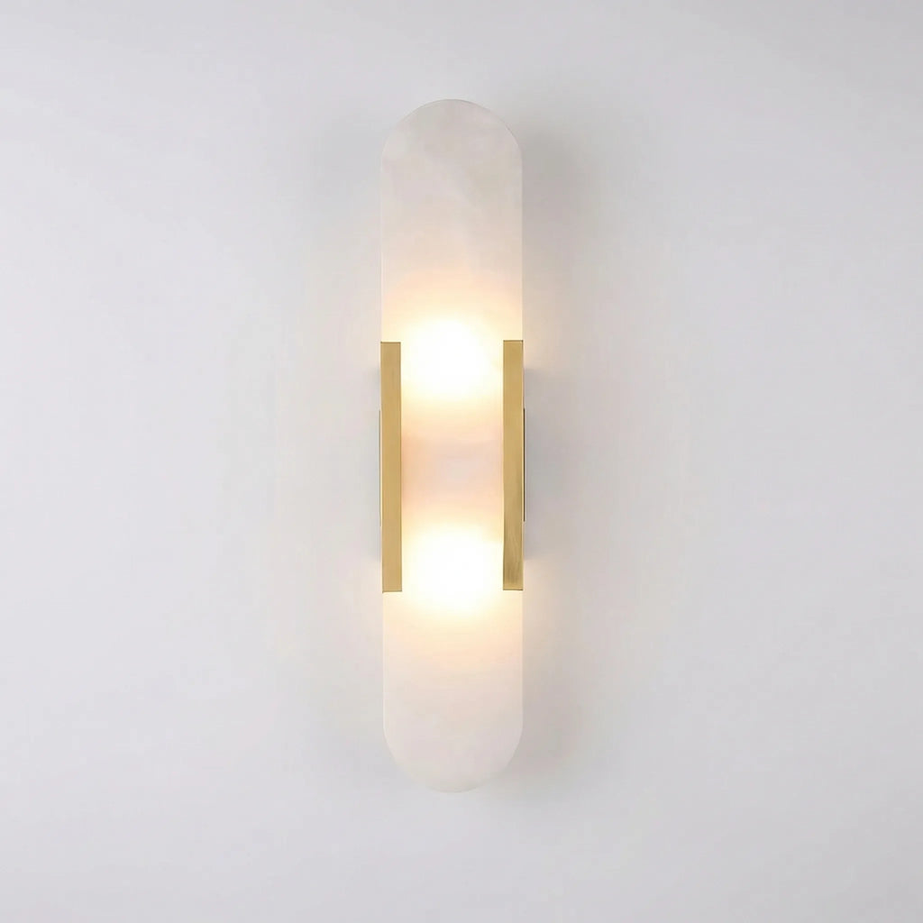 Lumevara - Elongated Alabaster Wall Sconce With Brass Fittings