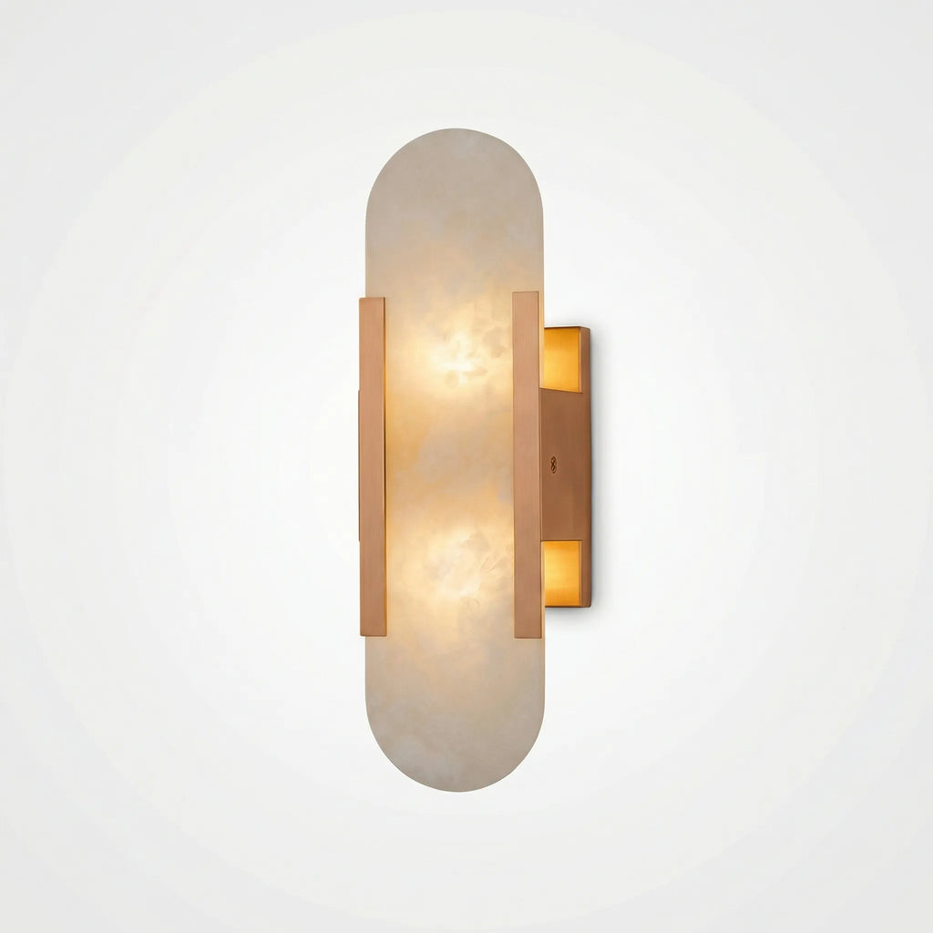 Lumevara - Elongated Alabaster Wall Sconce With Brass Fittings