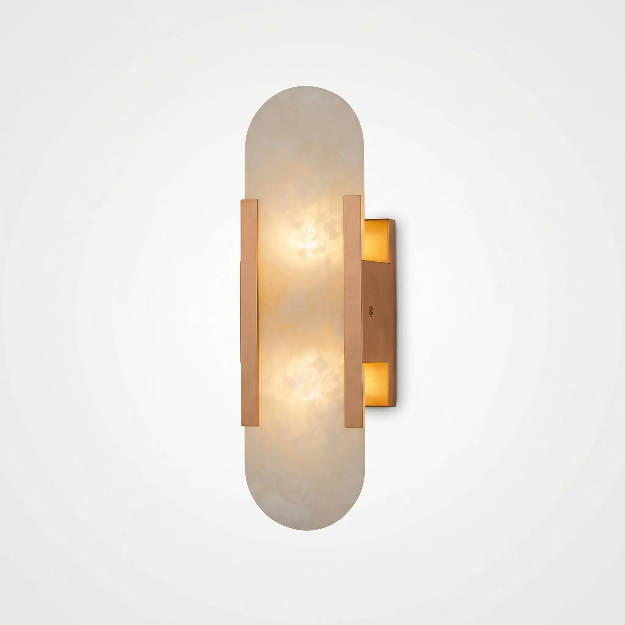 Lumevara - Elongated Alabaster Wall Sconce With Brass Fittings