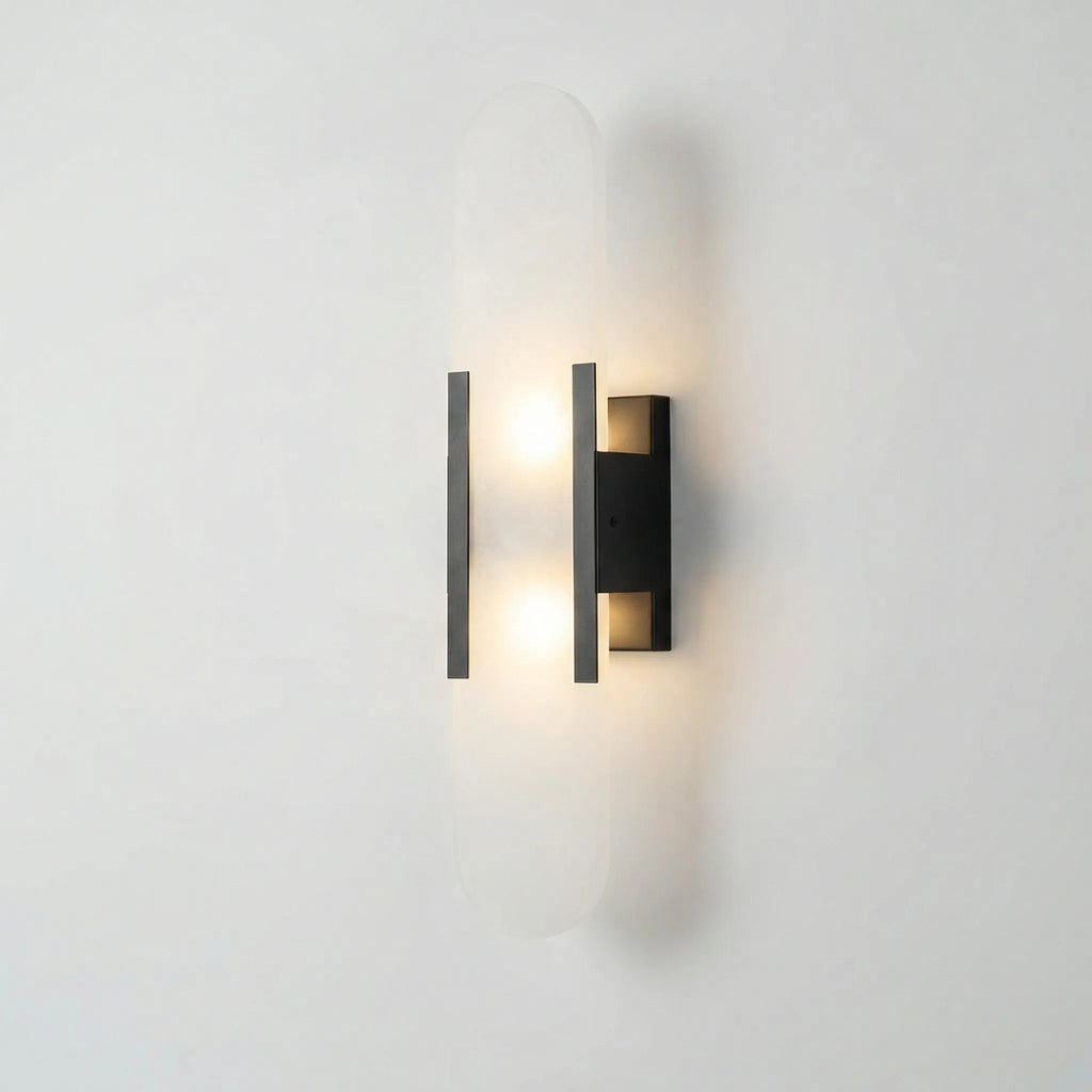 Lumevara - Elongated Alabaster Wall Sconce With Brass Fittings