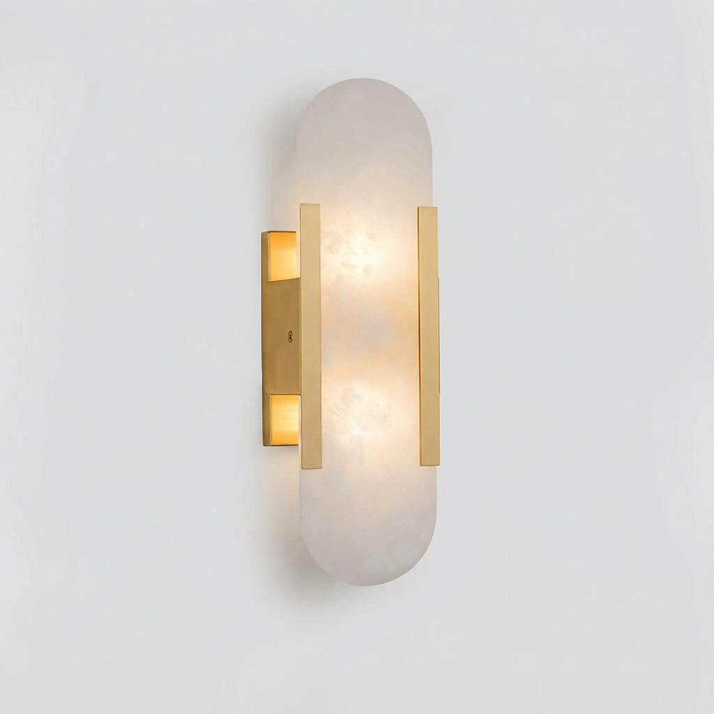 Lumevara - Elongated Alabaster Wall Sconce With Brass Fittings
