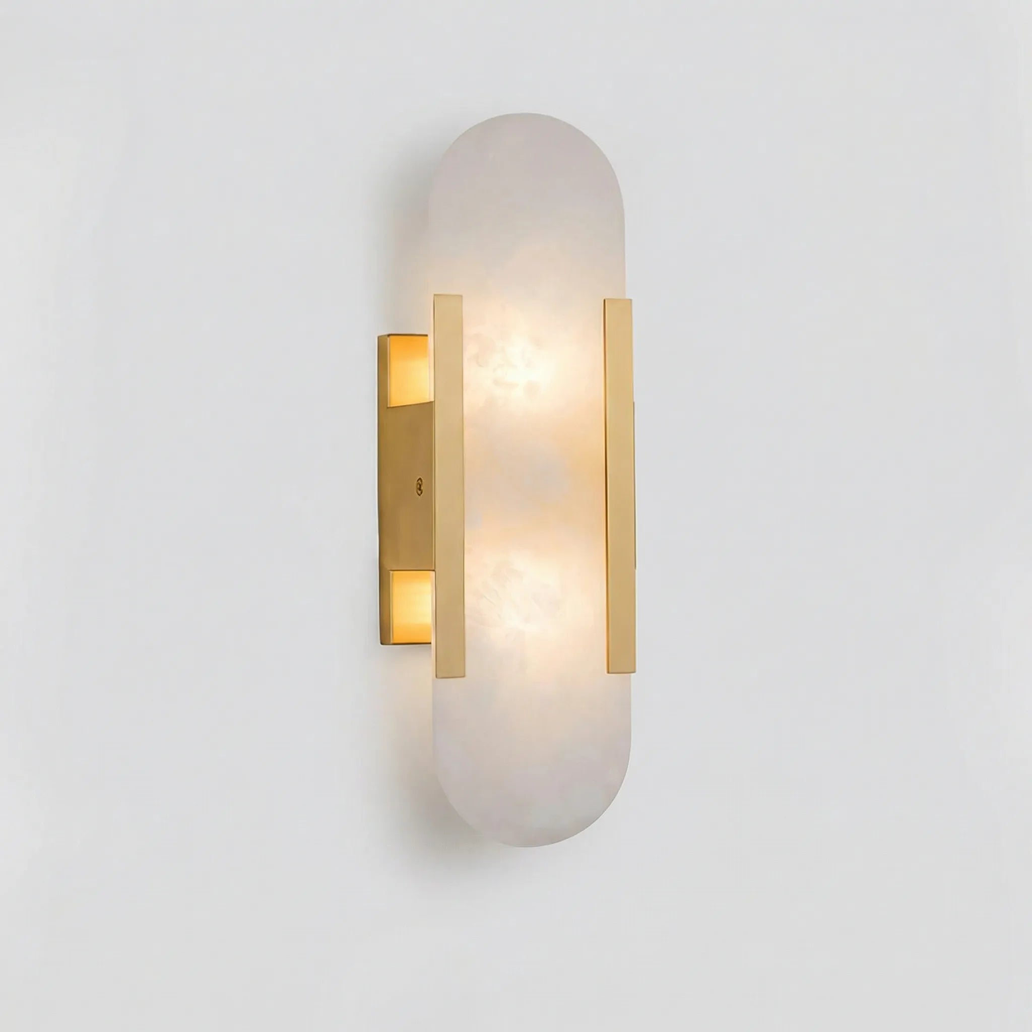 Lumevara - Elongated Alabaster Wall Sconce With Brass Fittings